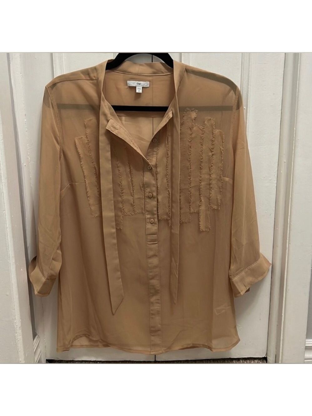 102.Gap| Sheer Taupe/Tan Blouse.